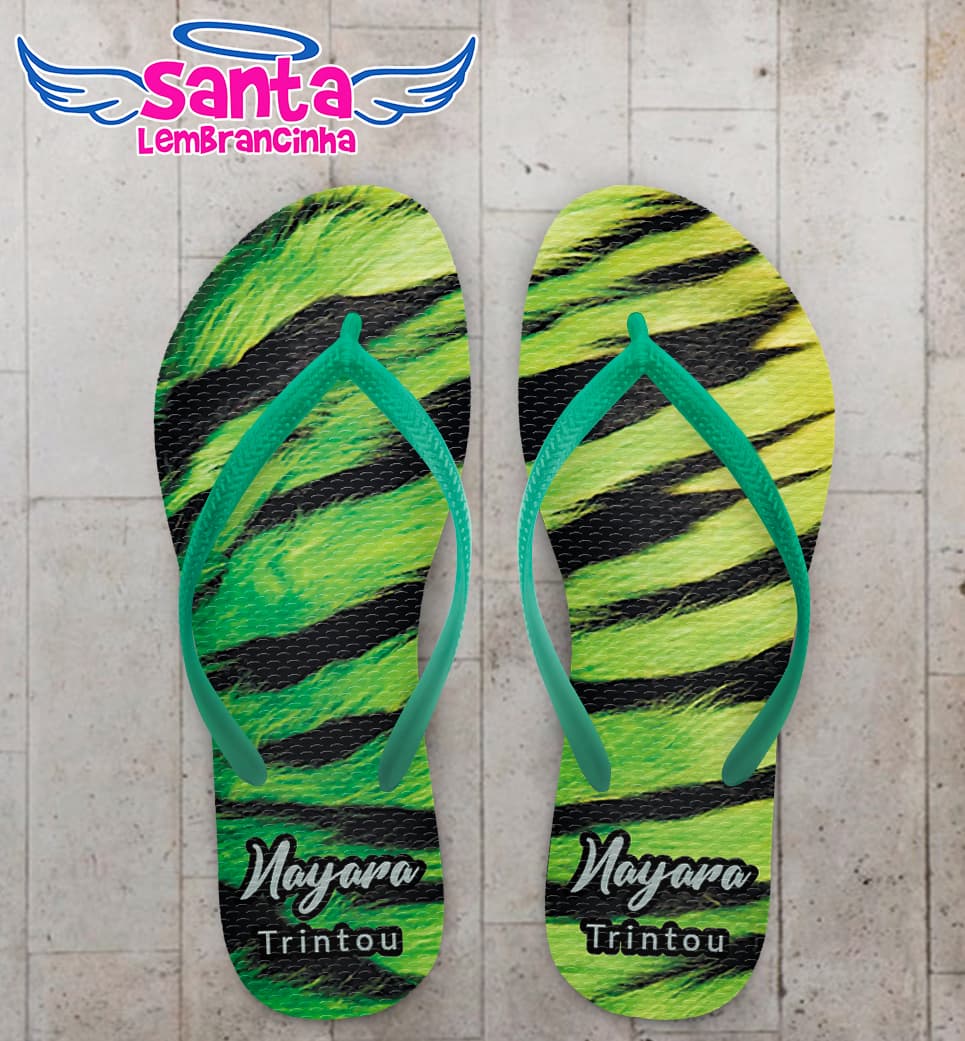Chinelo Aniversário Animal Print Tigre Personalizado COD 12610
