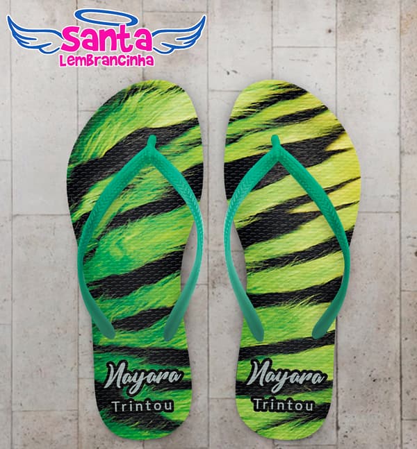 Chinelo Aniversário Animal Print Tigre Personalizado COD 12610