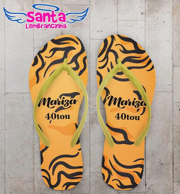 Chinelo Aniversário Animal Print Tigre Personalizado COD 12602