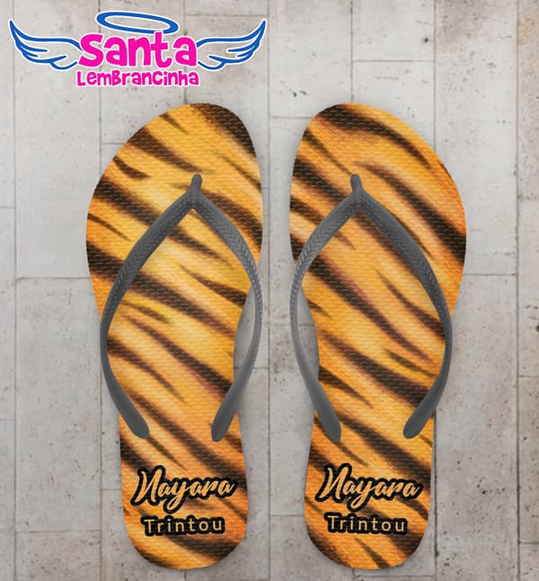 Chinelo Aniversário Animal Print Tigre Personalizado COD 12611