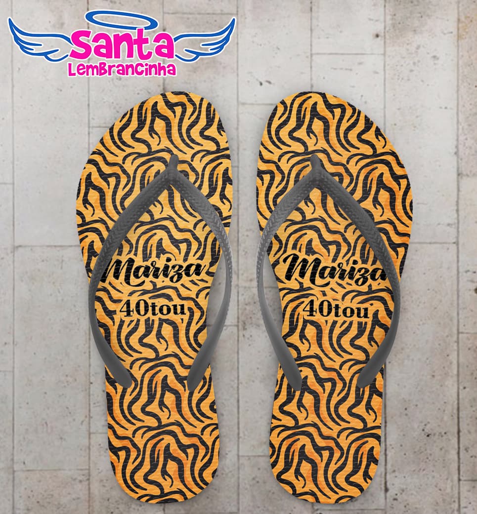 Chinelo Aniversário Animal Print Tigre Personalizado COD 12601