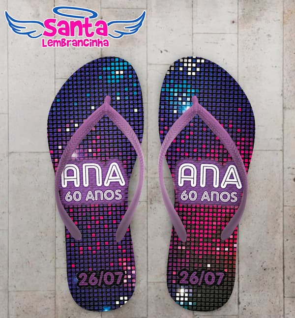 Chinelo Aniversário Retro Personalizado COD 12632