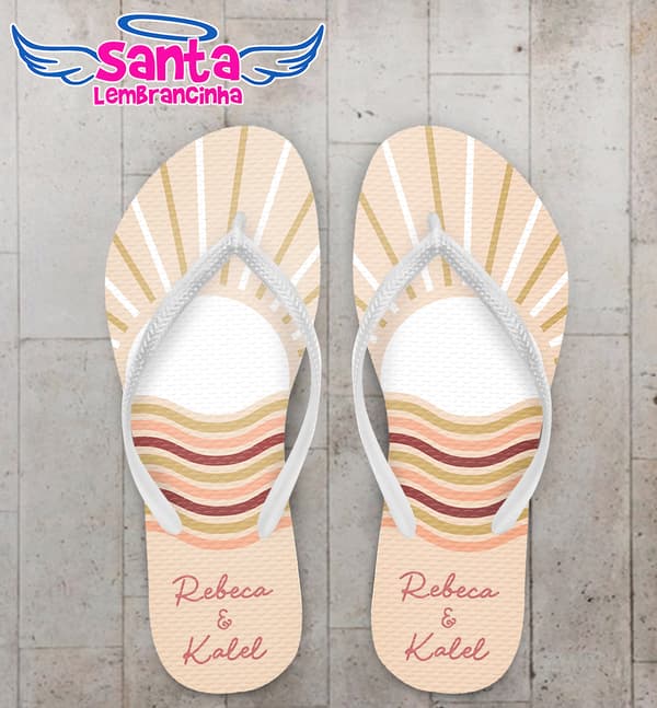 Chinelo Casamento Boho Sol Personalizado COD 12576