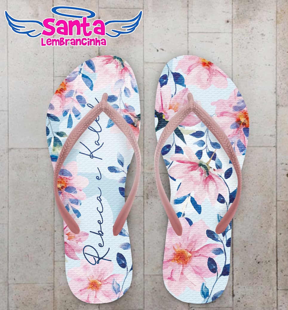 Chinelo Casamento Floral Personalizado COD 12614