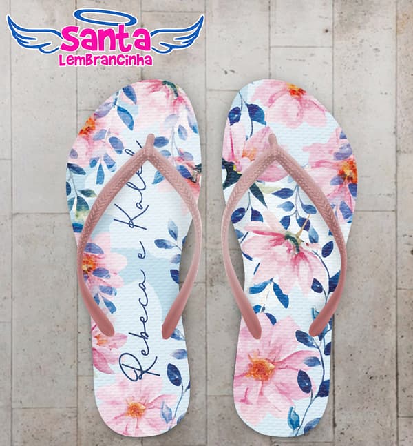 Chinelo Casamento Floral Personalizado COD 12614