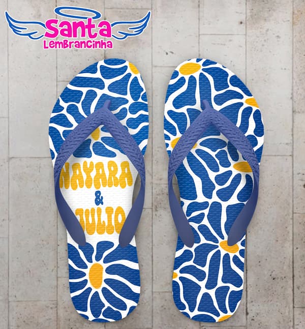 Chinelo Casamento Flores Personalizado COD 12583