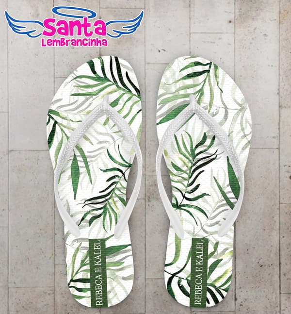 Chinelo Casamento Folhagem Personalizado COD 12625