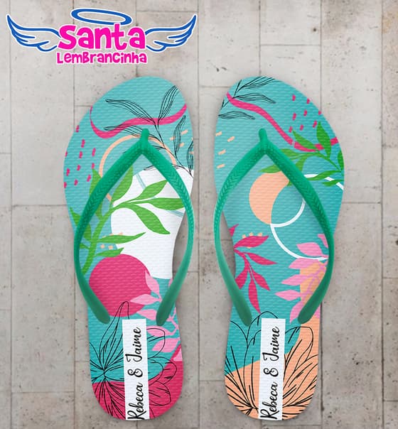 Chinelo Casamento Folhas e Formas Personalizado COD 12580