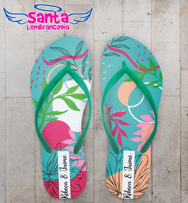Chinelo Casamento Folhas e Formas Personalizado COD 12580