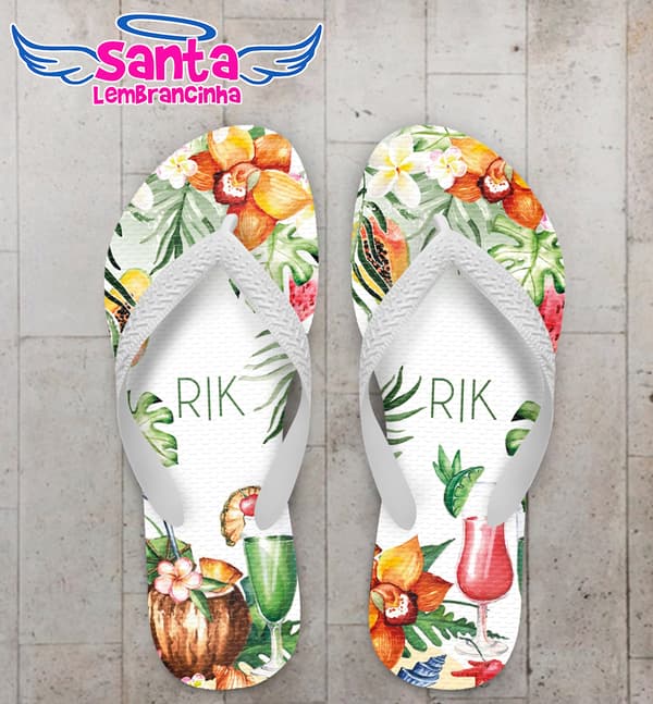 Chinelo Casamento Tropical Personalizado COD 12621
