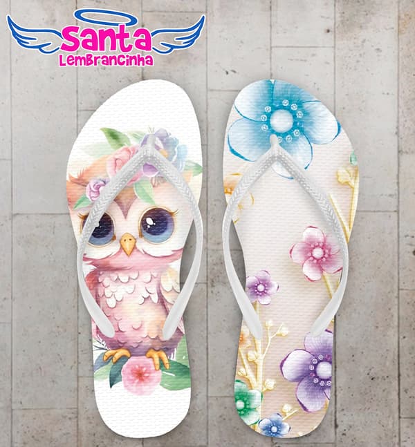 Chinelo Coruja Floral Personalizado COD 12554