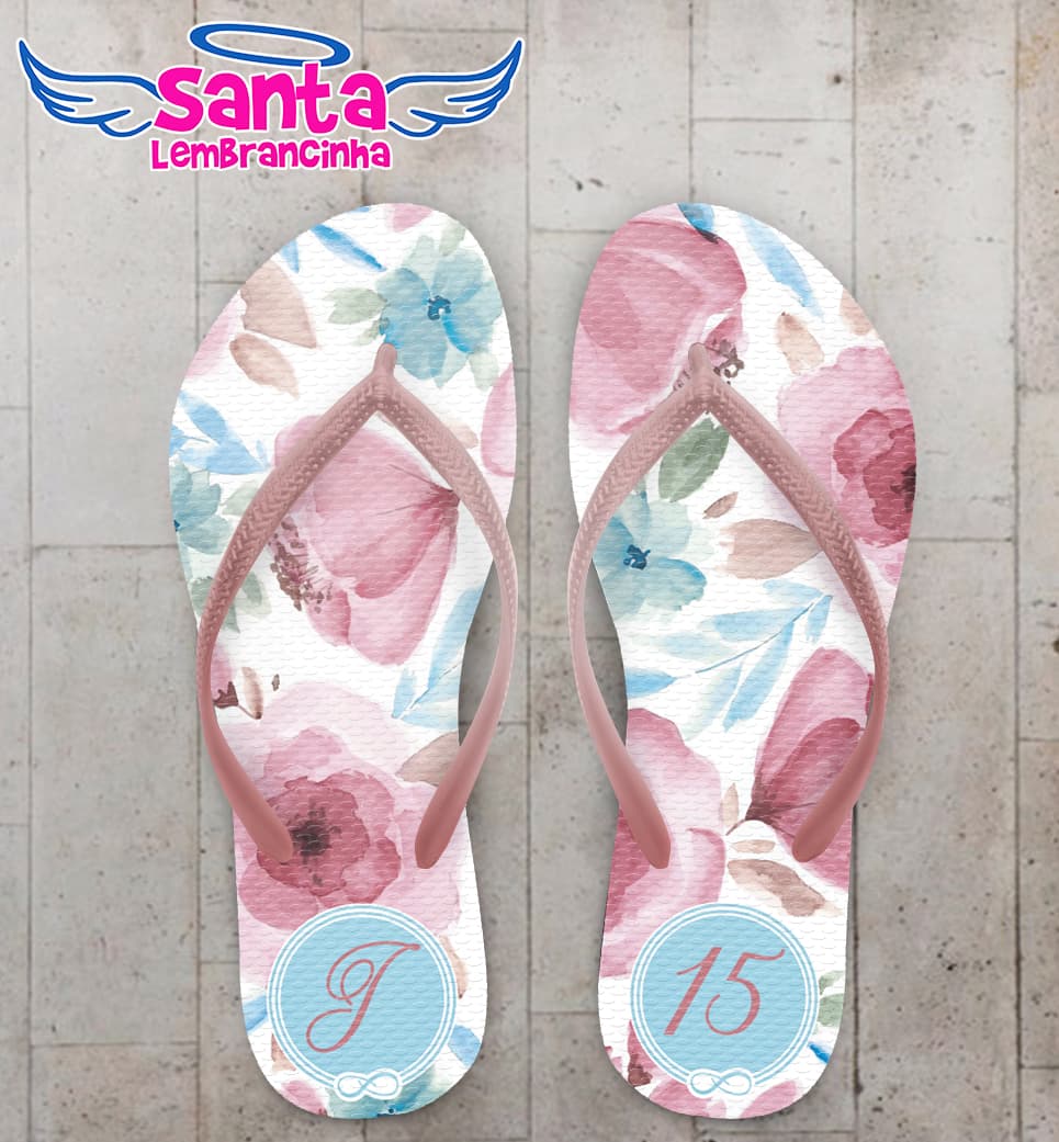 Chinelo Debutante Floral Personalizado COD 12616