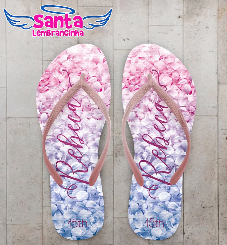 Chinelo Debutante Jardim Encantado Floral Personalizado COD 12612
