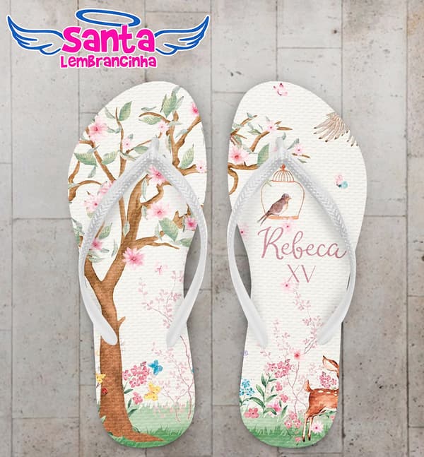 Chinelo Debutante Jardim Encantado Personalizado COD 12624
