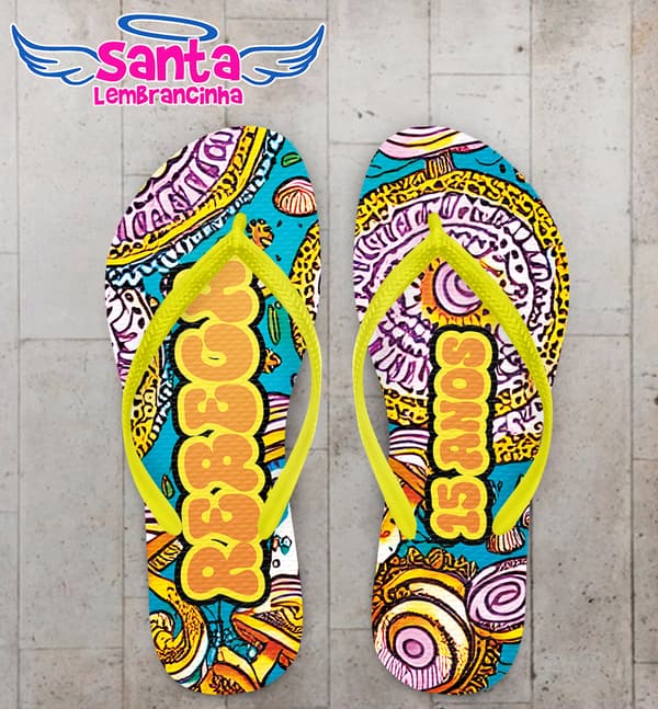 Chinelo Debutante Psicodélico Personalizado COD 12579