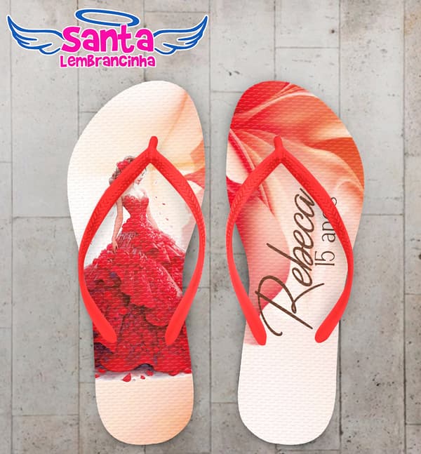 Chinelo Debutante Vestido Vermelho Personalizado COD 12569