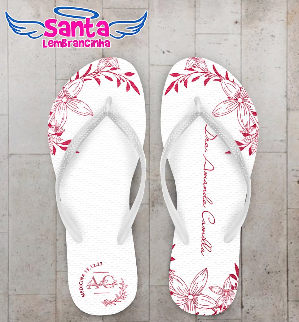 Chinelo Floral Formatura Medicina Personalizado COD 12531