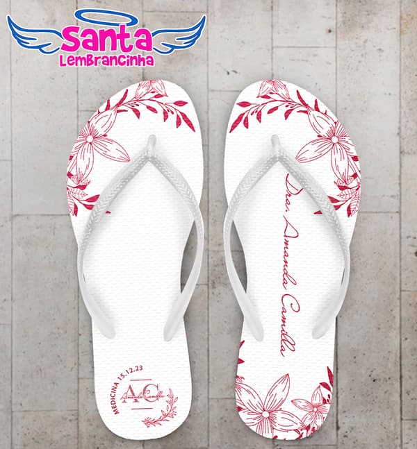 Chinelo Floral Formatura Medicina Personalizado COD 12531