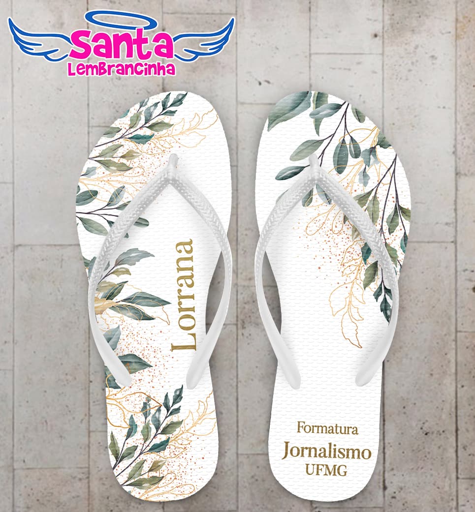 Chinelo Formatura Jornalismo Folhagem Personalizado COD 12538