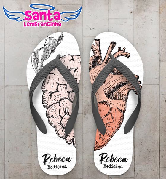 Chinelo Formatura Medicina Coração e Cérebro Personalizado COD 12547