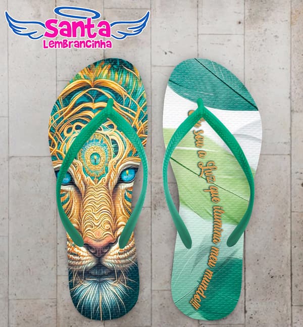 Chinelo Leão e Frase Personalizado COD 12567