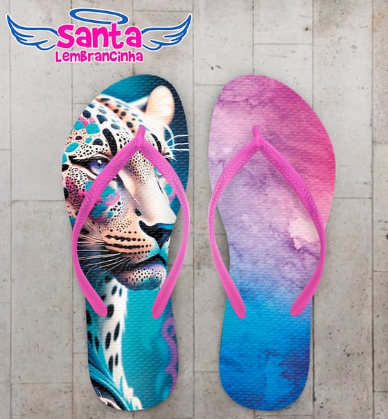 Chinelo Leopardo Aquarela Personalizado COD 12558