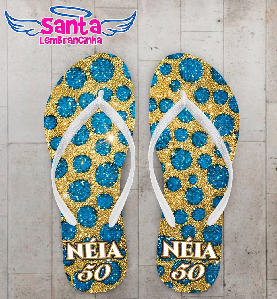 Chinelo Onça Glitter Animal Print Personalizado COD 12574
