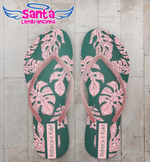 Chinelo casamento Folhagem costela de Adão Personalizado COD 12628