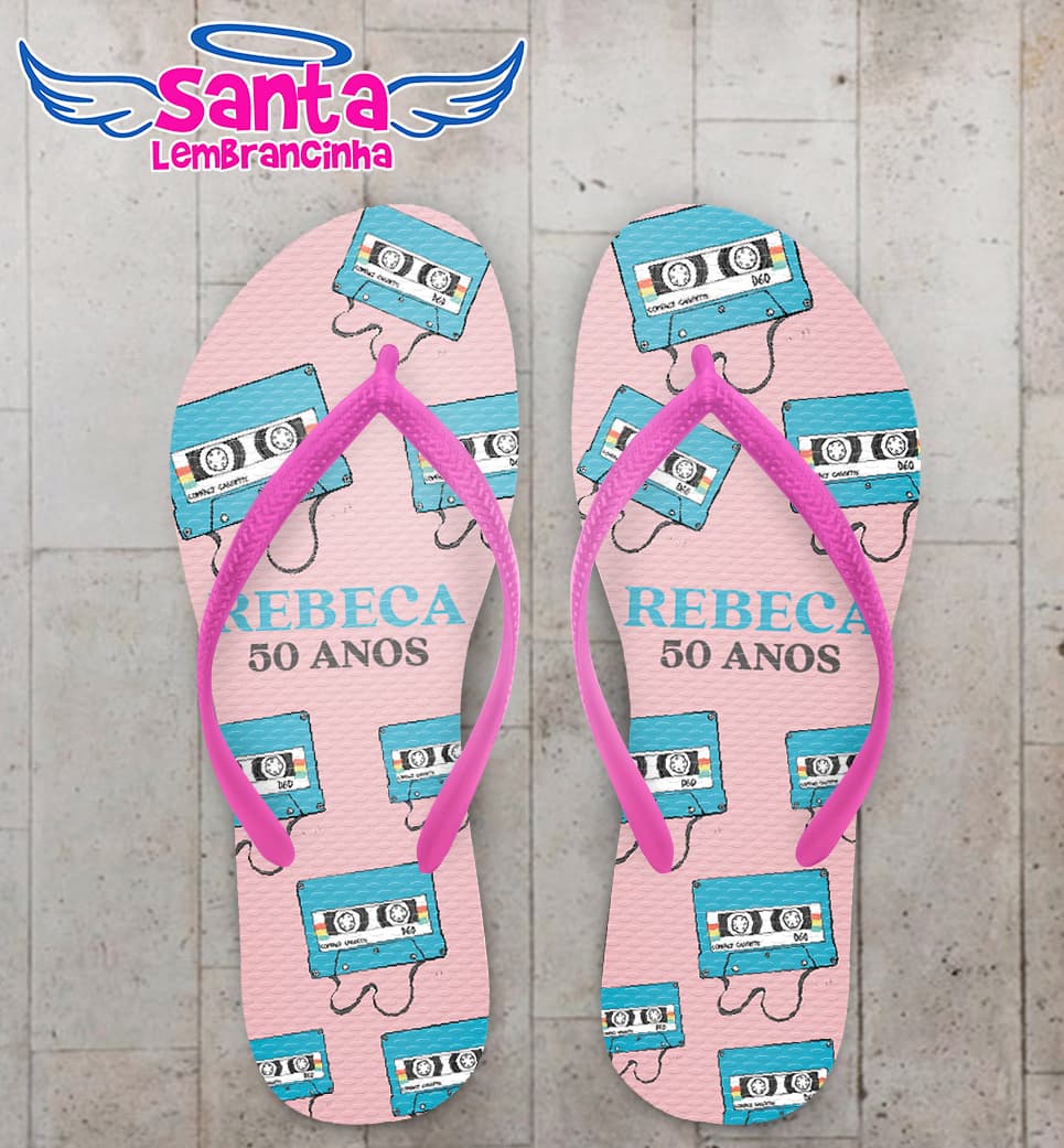 Chinelo Aniversário Retro Personalizado COD 12649