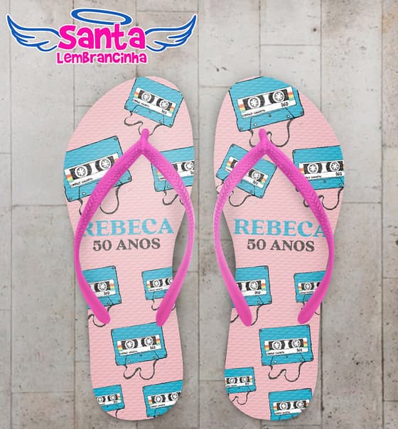 Chinelo Aniversário Retro Personalizado COD 12649