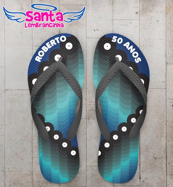 Chinelo Aniversário disco Retro Personalizado COD 12650