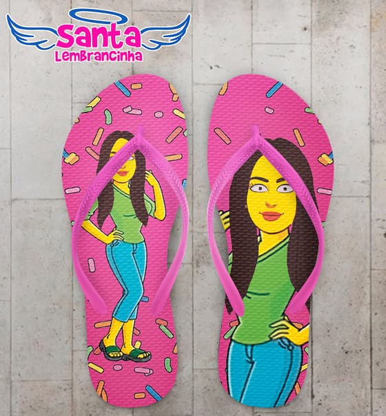 Chinelo Caricatura Personagem Cartoon Personalizado COD 12675