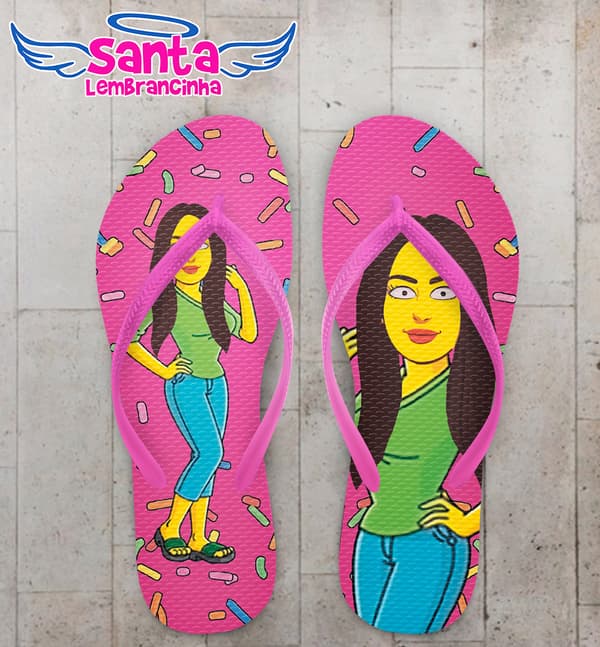 Chinelo Caricatura Personagem Cartoon Personalizado COD 12675