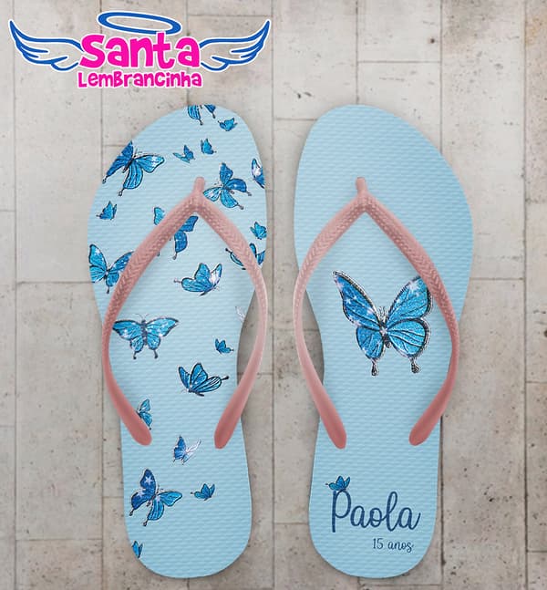 Chinelo Debutante Borboleta Personalizado COD 12679