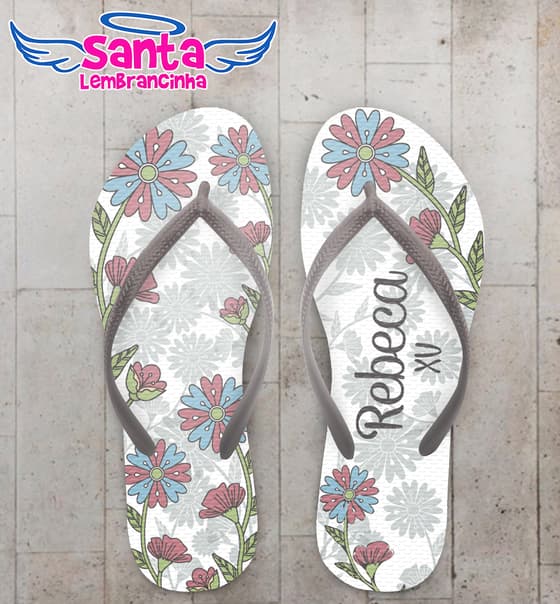 Chinelo Debutante Floral Personalizado COD 12647