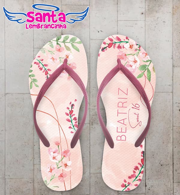 Chinelo Debutante Floral Personalizado COD 12696