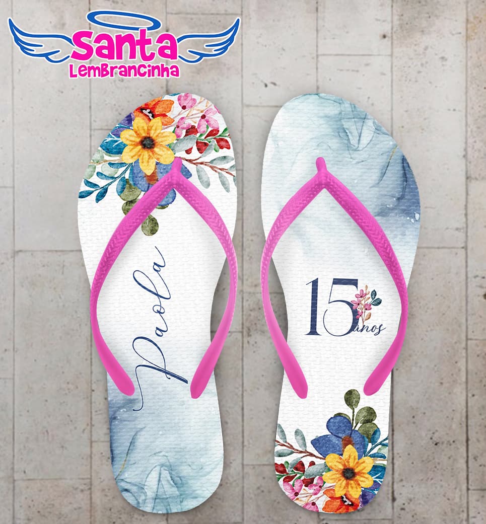 Chinelo Debutante Floral Personalizado COD 12698