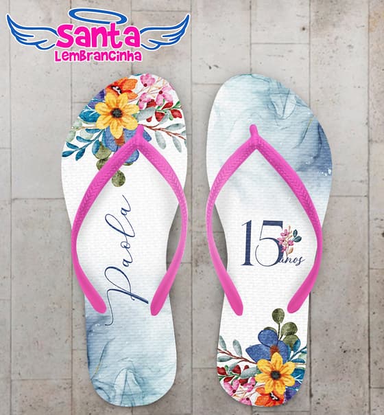 Chinelo Debutante Floral Personalizado COD 12698