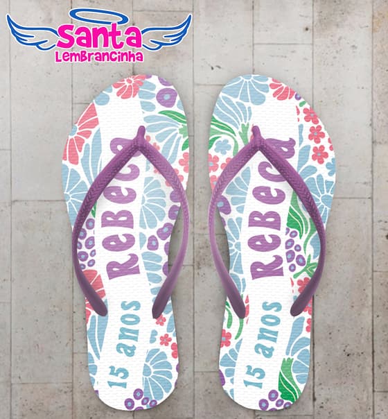 Chinelo Debutante Floral Personalizado COD 12646