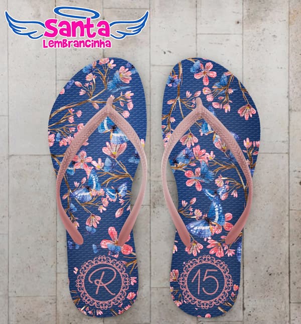 Chinelo Debutante Jardim Encantado Borboletas Personalizado COD 12643