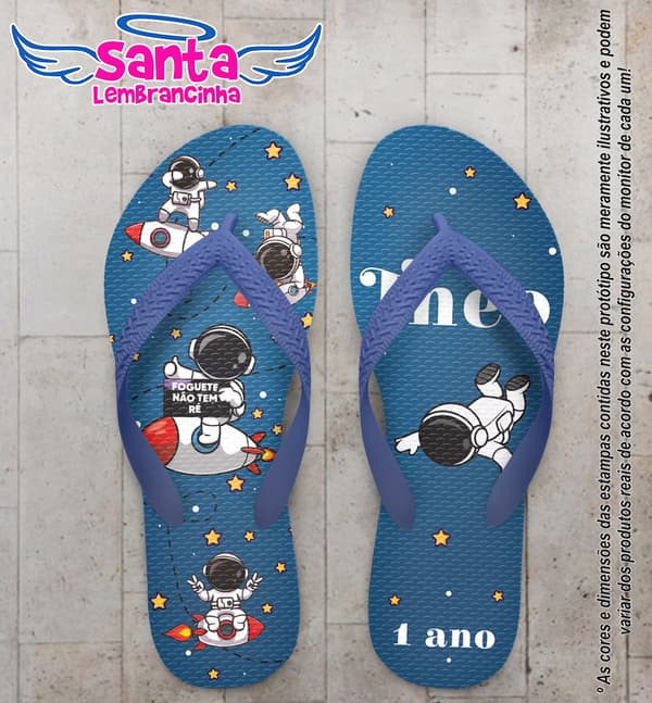 Chinelo Aniversário Astronauta Personalizado COD 12748