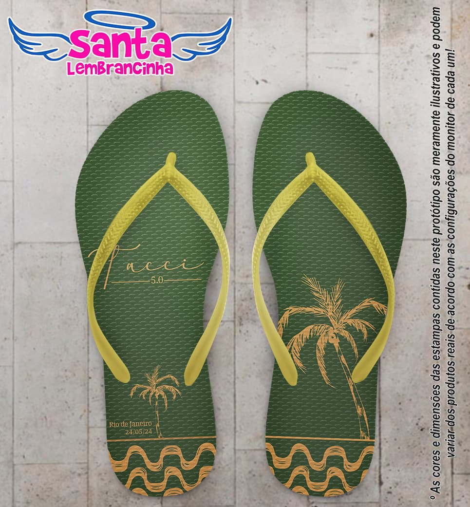 Chinelo Aniversário Coqueiros Personalizado COD 12746