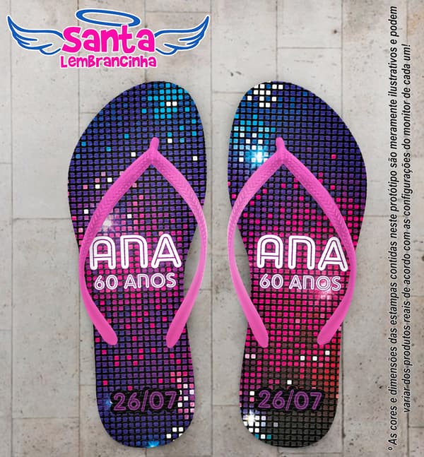 Chinelo Aniversário Discoteca Personalizado COD 12745