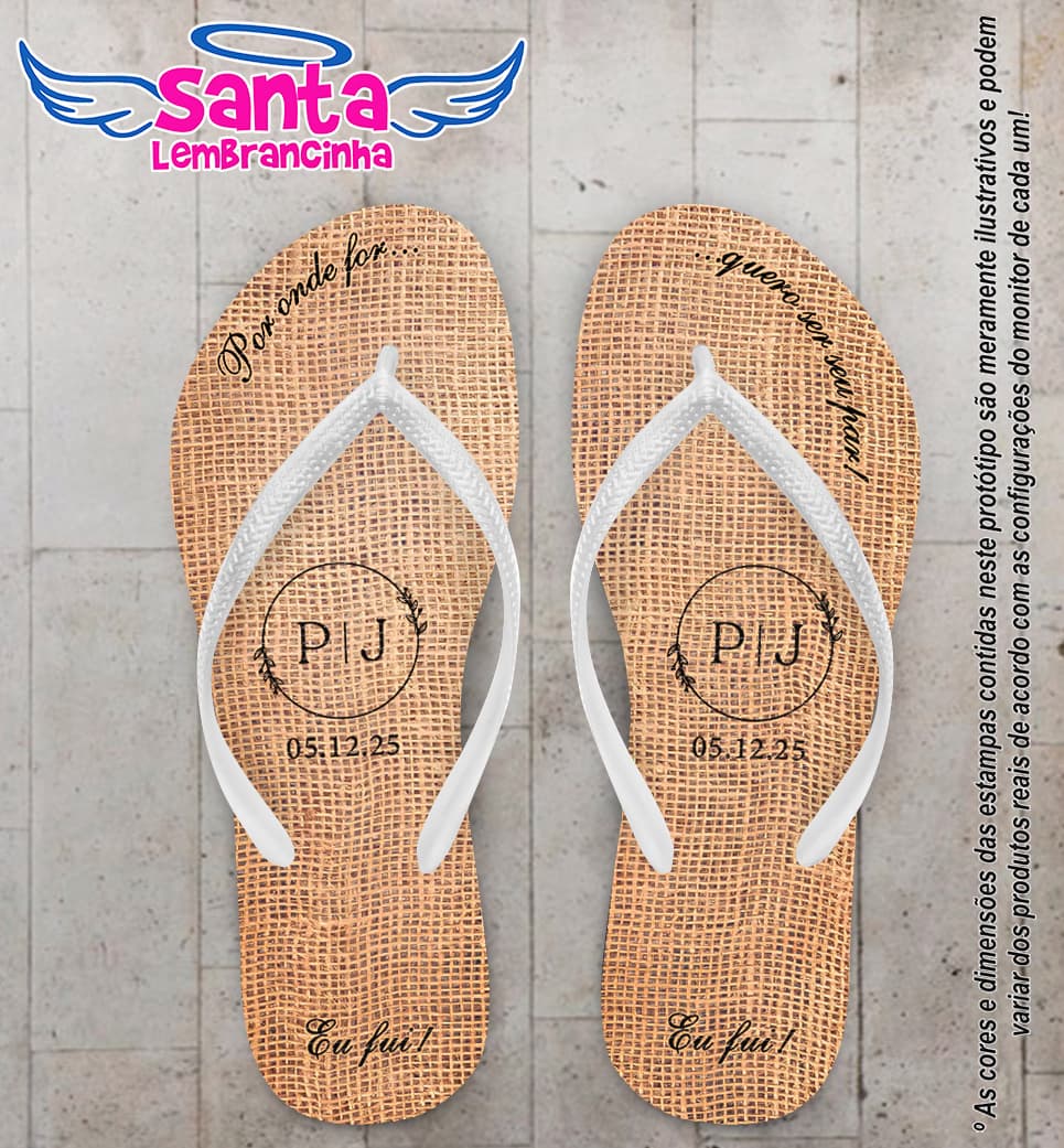 Chinelo Casamento Juta Personalizado COD 12770