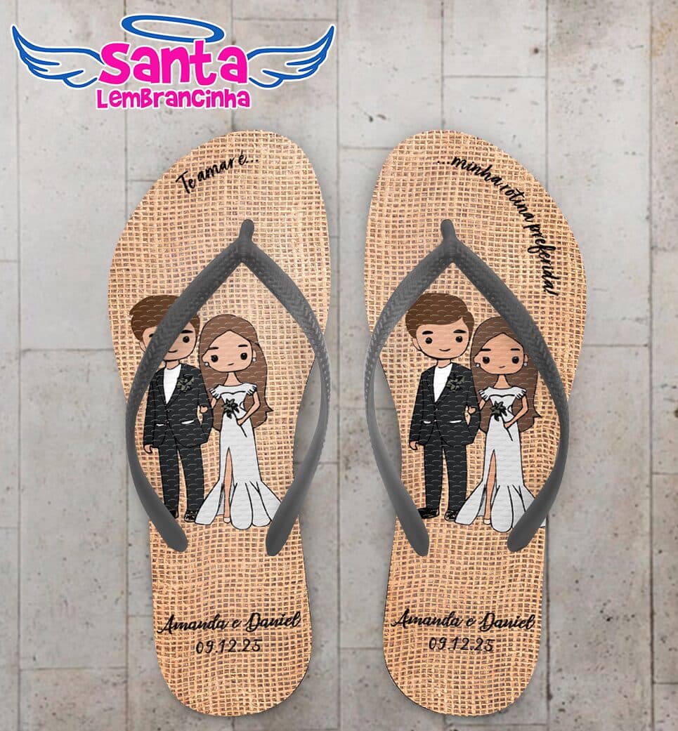 Chinelo Casamento Juta Personalizado COD 12772