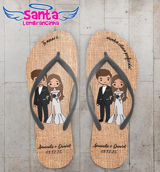 Chinelo Casamento Juta Personalizado COD 12772