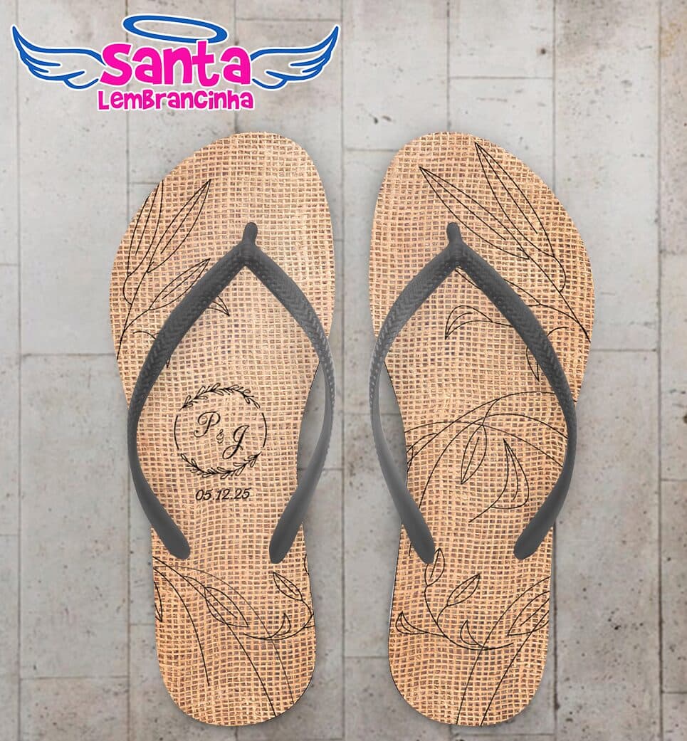 Chinelo Casamento Juta Personalizado COD 12773