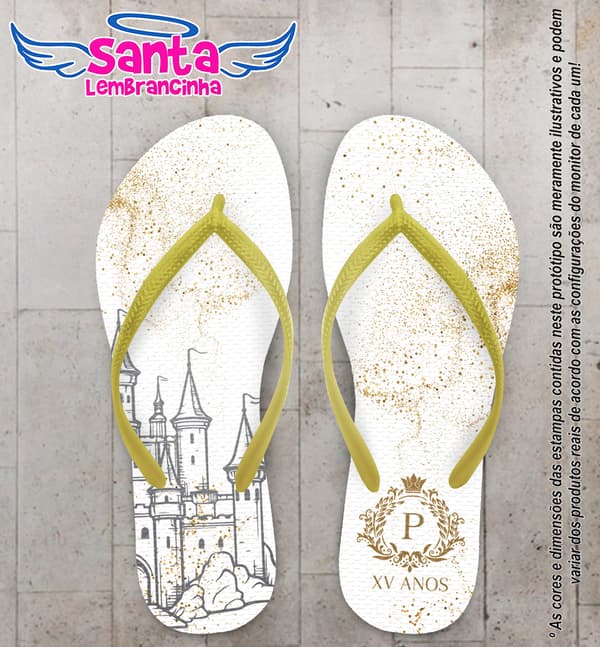 Chinelo Debutante Castelo e Monograma Personalizado COD 12758