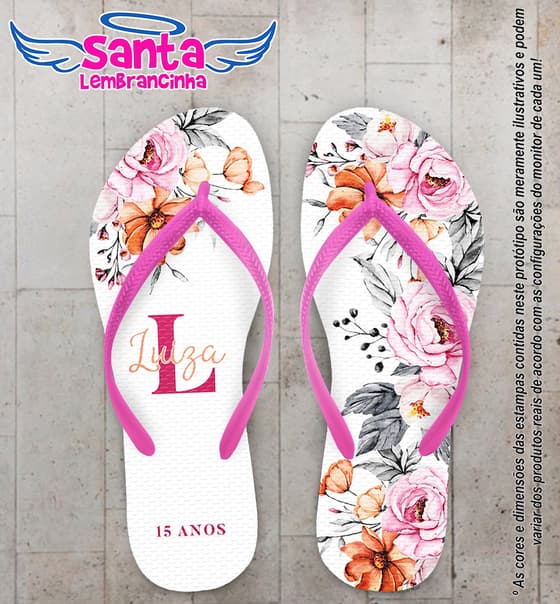 Chinelo Debutante Floral Personalizado COD 12750