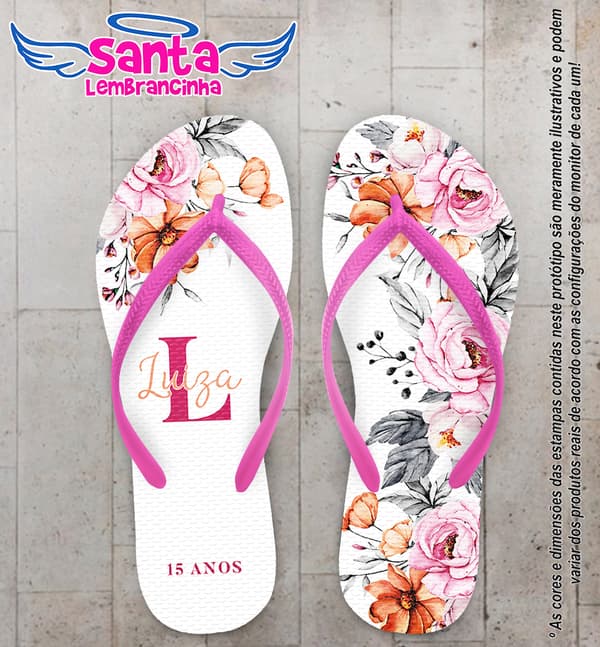 Chinelo Debutante Floral Personalizado COD 12750